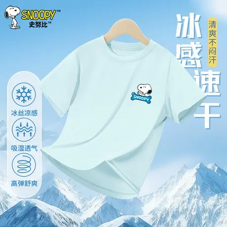 史努比男童短袖T恤2025新款儿童速干衣夏季运动衣服冰丝凉感上衣图片