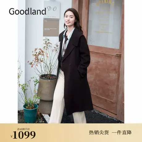 【绵羊毛+山羊绒】Goodland美地秋季毛呢大衣老钱风外套图片