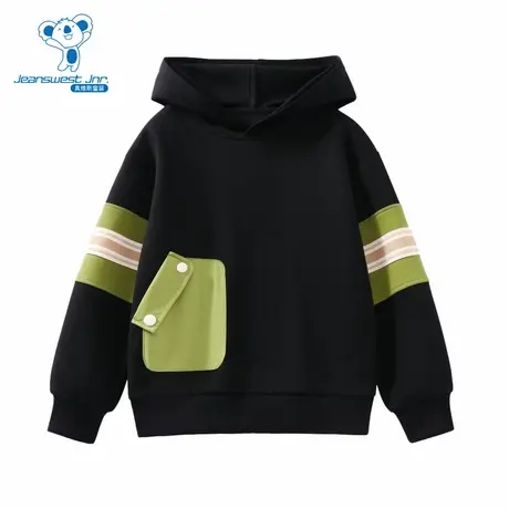 PV真维斯男童装 2025秋季新款韩版拼色酷帅潮牌时尚童装连帽卫衣商品大图