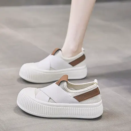 饼干厚底小白鞋女2023年新款夏季爆款一脚蹬懒人鞋百搭超火休闲鞋商品大图