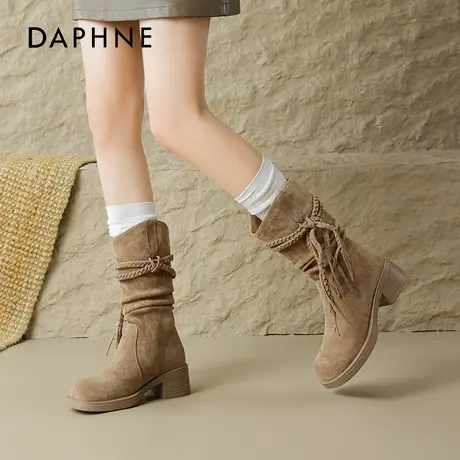 达芙妮美拉德棕色短靴子女夏季2025新款新疆旅游骑士靴西部牛仔靴商品大图