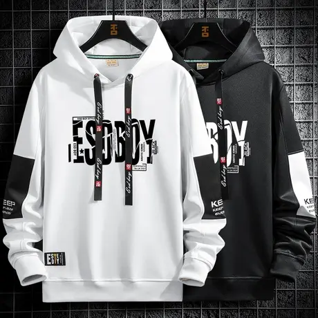 卫衣男士连帽潮牌2023新款春秋季学生休闲印花长袖上衣服外套男装商品大图