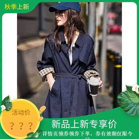 休闲简约中长款风衣气质风2025年秋季新款翻领夹克外套上衣女装商品大图