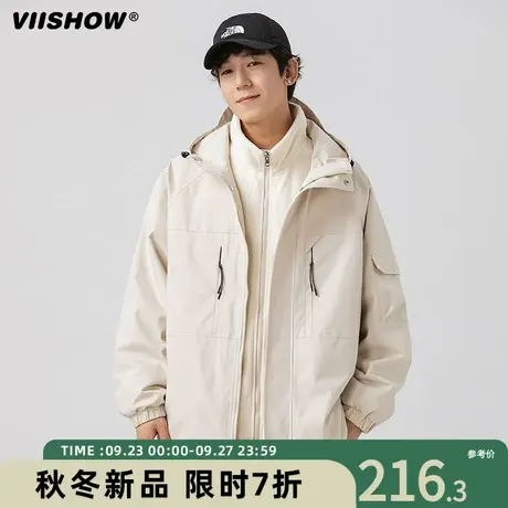 VIISHOW棉服保暖三合一男爬山户外潮牌外套冲锋衣美式夹克登山服商品大图