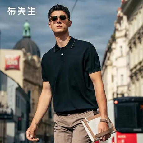 MrBu布先生翻领美丽诺羊毛短袖T恤男2025秋季新款可机洗BT16888商品大图