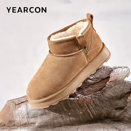 意尔康男鞋冬季男士雪地靴短筒加绒保暖棉鞋休闲靴子户外防寒短靴商品大图