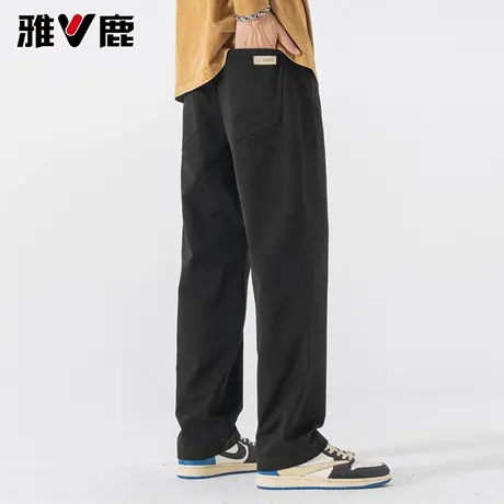 雅鹿2026春秋新款纯棉宽松裤男高街美式直筒工装休闲长裤商品大图