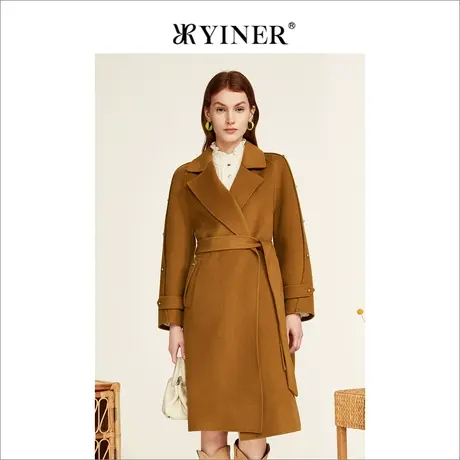 YINER音儿女装2022冬季新款中长款纯羊毛双面呢大衣图片