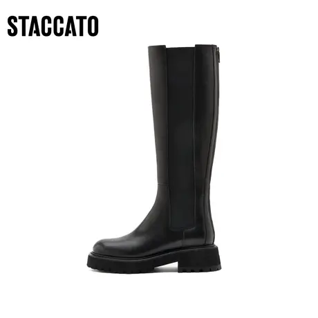 思加图冬季新款甜酷骑士靴厚底长筒加绒超长靴女靴D9171DG1B商品大图