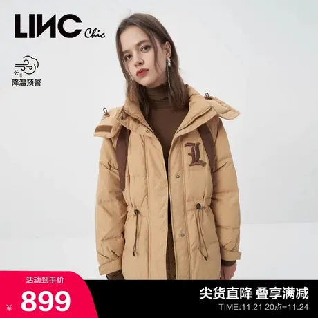 LINC金羽杰反季羽绒服女收腰撞色派克服短款羽绒服女反季802166Y图片