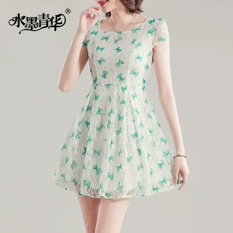 特夏季新品气质优雅小清新女装裙子百搭显瘦蕾丝连衣裙商品大图