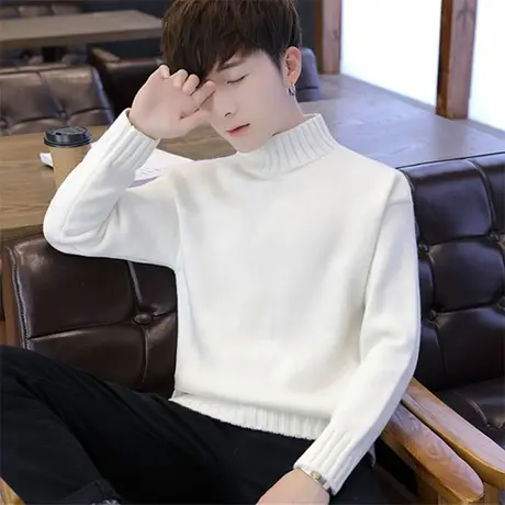 毛衣男冬季韩版2023新款潮流学生半高领圆领套头针织衫秋季毛线衣商品大图