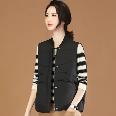 韩潮袭人立领保暖坎肩白色马甲外套女2023冬装新款休闲显瘦棉马夹图片