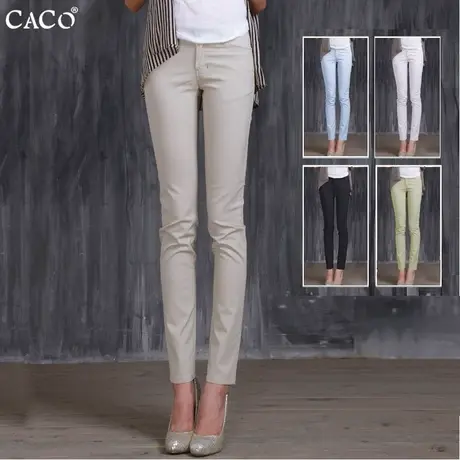 小直筒休闲裤2025春夏高腰显瘦修身纯棉绿色黑色卡其米色窄版长裤商品大图