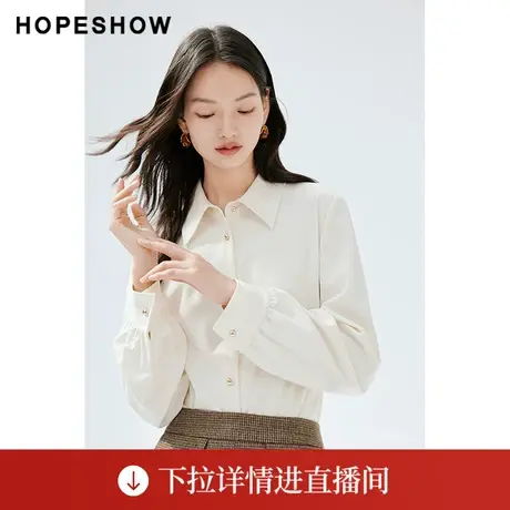 【直播专享】秋季肌理感直身正肩单排扣翻领衬衫90123320304红袖商品大图