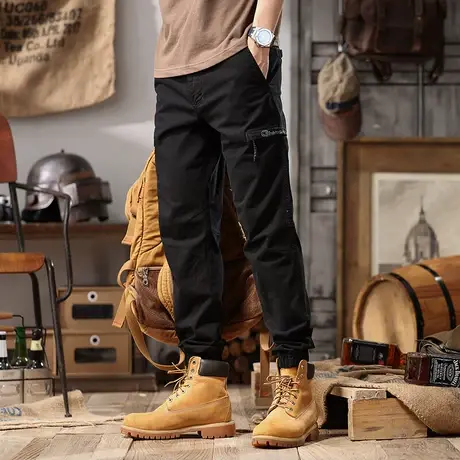 夏季薄款男工装裤时尚裤子男款潮流裤子复古时尚百搭宽松束脚裤商品大图