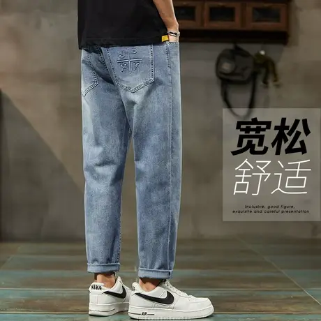 夏季薄款男士新塘水洗九分休闲牛仔裤夏天宽松高端潮牌9分男裤子商品大图