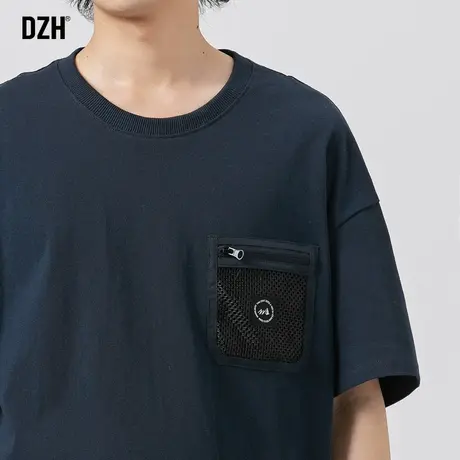 男士藏青色t恤美式短袖男潮牌潮流夏季半袖纯棉情侣装夏装体恤衫商品大图