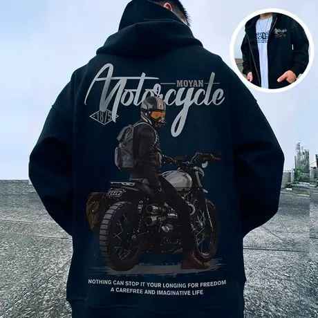 2025新款加肥加大码男装连帽胖子加绒外套拉链卫衣宽松休闲秋冬季商品大图