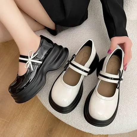 增高厚底玛丽珍小皮鞋女2023新款夏季法式复古温柔配裙子增高单鞋商品大图