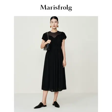 【商场同款】玛丝菲尔连衣裙夏季新款黑色欧式宫廷复古风晚礼服女商品大图