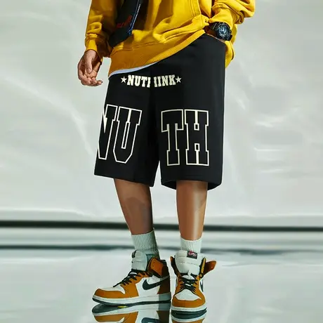 Nuthink国潮宽松潮流美式篮球短裤男潮牌大码男士直筒五分裤夏季商品大图