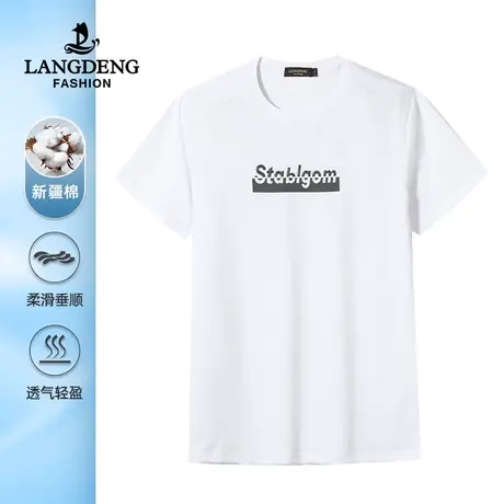 浪登男士2023夏季短袖T恤新款透气休闲时尚圆领上衣男时尚印花商品大图