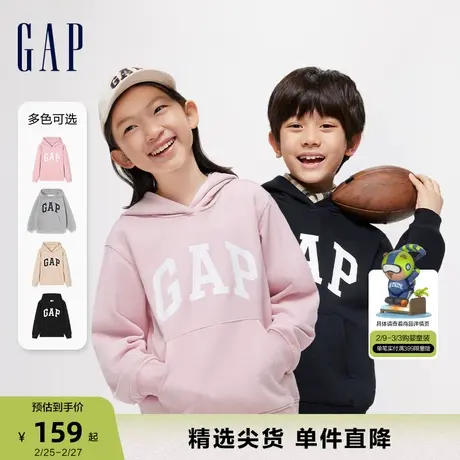 Gap男女童2024春季新款经典字母logo连帽卫衣儿童套头上衣400075商品大图