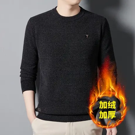 2023冬季新款男士加绒加厚毛衣个性休闲加大码针织衫潮流毛线衣服商品大图