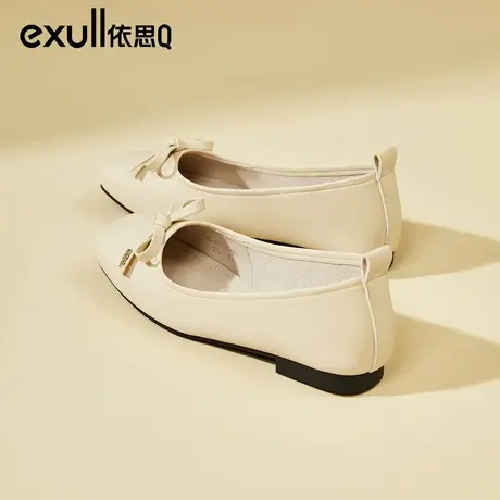 依思q软底瓢鞋女2024新款春秋法式平底蝴蝶结一脚蹬浅口方头单鞋图片