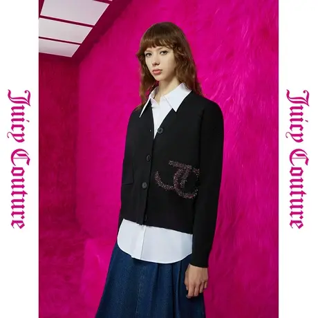 Juicy Couture橘滋初秋冬新款子夜焰火彩色提花女针织外套图片