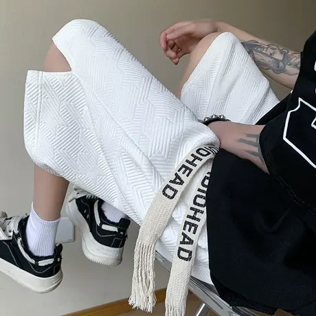 ins短裤男夏季新款华夫格外穿篮球运动宽松薄款五分休闲中裤潮流商品大图