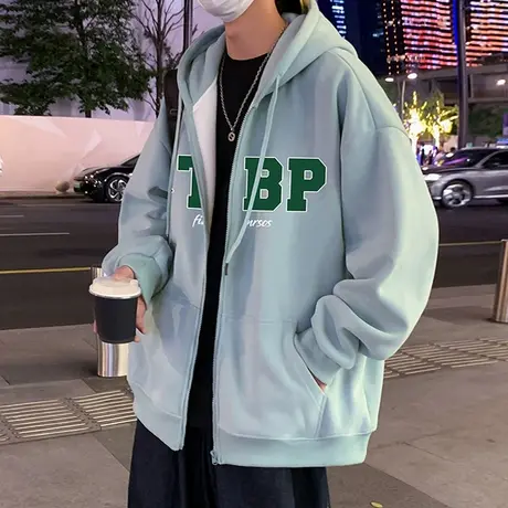 美式潮牌加绒卫衣外套男秋冬季ins宽松高街休闲情侣连帽开衫上衣商品大图