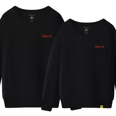 Ohlyah品牌卫衣情侣装女韩版宽松长袖黑色纯棉圆领打底衫简约上衣商品大图