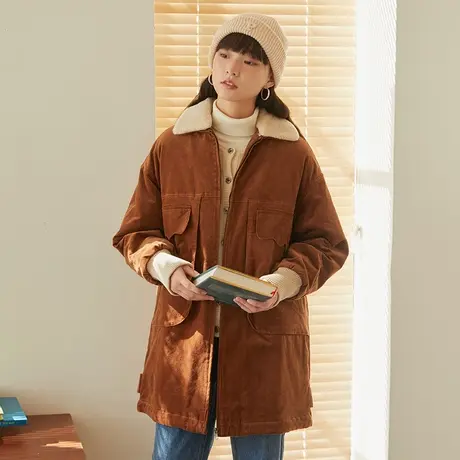 omont蛋挞家 复古宽松显瘦中长款棉衣外套女设计感加厚冬装棉服图片