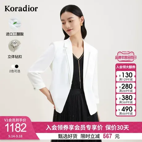 【易打理系列】珂莱蒂尔三醋酸白色西装外套女高级感职业通勤西服图片