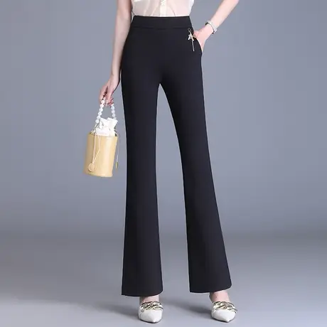 黑色高腰喇叭裤女春夏2023新款通勤垂感直筒微喇西装裤休闲裤长裤商品大图