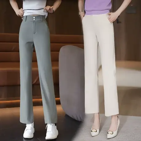 微喇裤女夏季薄款高腰阔腿九分喇叭裤韩版宽松显瘦时尚休闲马蹄裤图片