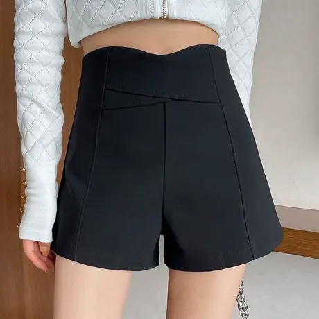 短裤女夏高腰2023新款夏季黑色宽松a字阔腿显瘦外穿休闲西装短裤图片