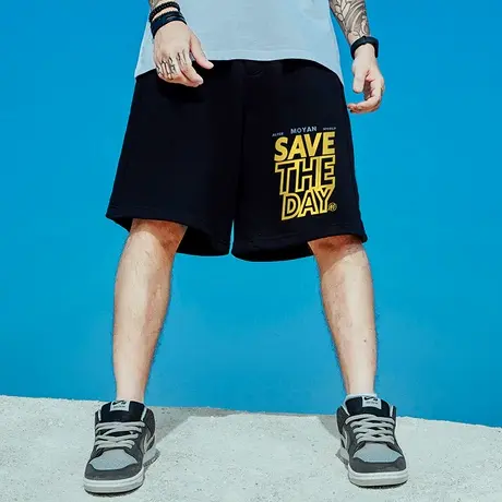 字母五分裤潮牌嘻哈加肥加大码男宽松篮球运动过膝盖国潮短裤男潮商品大图