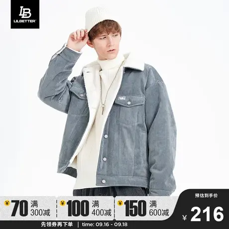 LB 仿羊羔绒外套男秋冬夹克韩版潮流加厚冬装2021新款男装潮商品大图