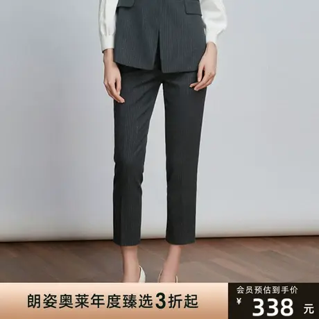 LIME莱茵爆款秋冬梭织女休闲裤子黑灰小众设计感九分烟管显瘦直筒商品大图