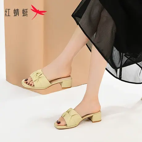 红蜻蜓法式高级感凉拖2023新款拖鞋女外穿时尚夏季气质粗跟凉拖鞋商品大图