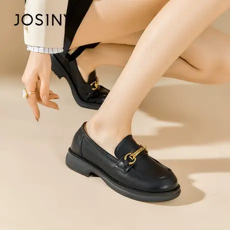 Josiny/卓诗尼英伦风小皮鞋2023夏季新款百搭时尚妈妈乐福鞋单鞋商品大图