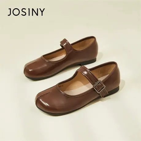 Josiny/卓诗尼玛丽珍鞋女2024新款春季优雅一脚蹬软底镂空小皮鞋商品大图
