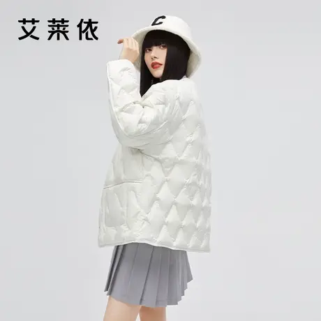 艾莱依轻薄羽绒服女短款2022新款冬季时尚修身马甲圆领小个子外套商品大图