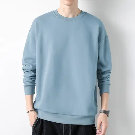 卫衣男春秋款圆领纯色套头无帽上衣服秋冬季加绒宽松潮流长袖t恤图片