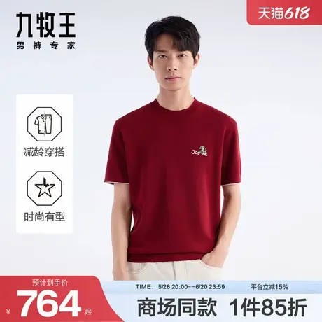 [商场同款]【新年胶囊】九牧王25新年胶囊本命年圆领短袖针织T恤商品大图