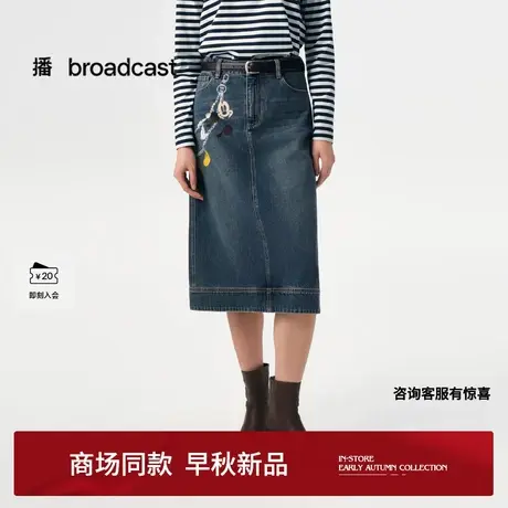 播商场同款迪士尼米奇系列复古牛仔半身裙女25早秋新款BDS3BD3183图片