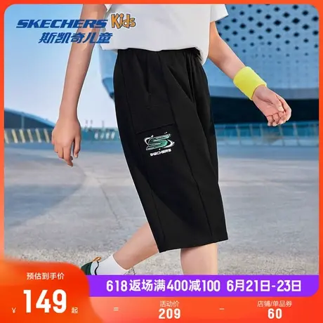Skechers斯凯奇童装男女童透气七分裤儿童夏季运动宽松束脚休闲裤商品大图